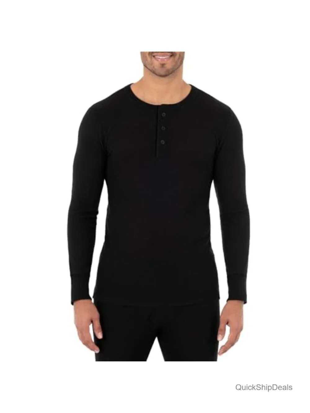 Thermal Underwear Henley Top with Recycled Polyester